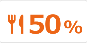 お弁当ＶＳ外食比率50：50